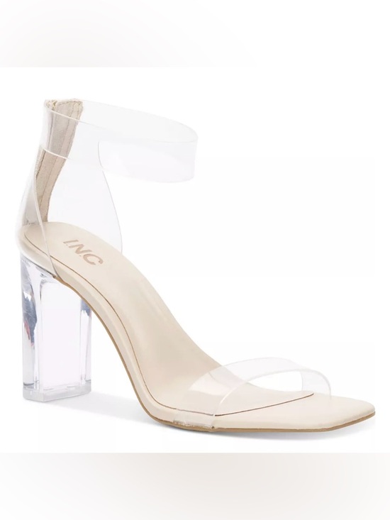 INC International Concepts Shoes - INC International Concepts Clear Strap Block Heel Sandal in Nude/Clear